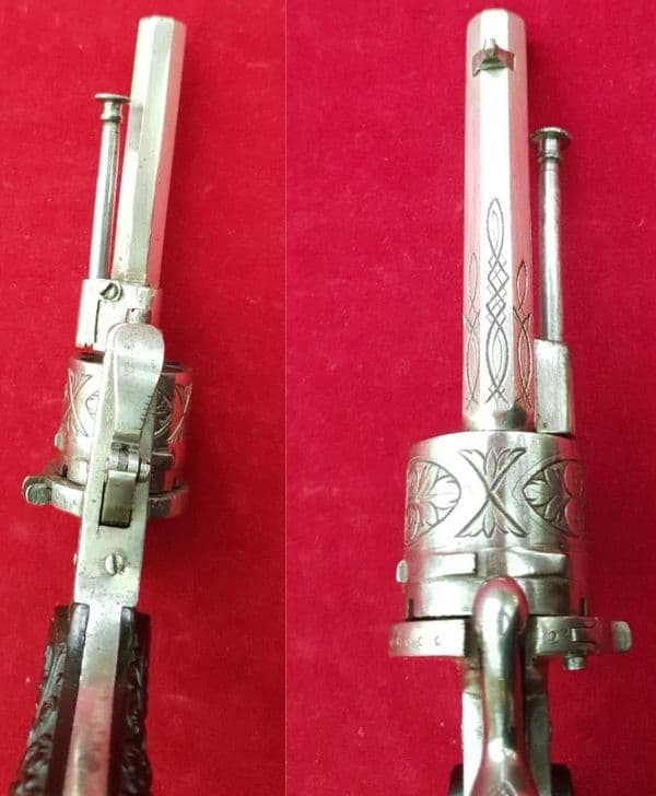 X X X SOLD X X X  Belgian 7mm 6 shot pin-fire revolver with folding trigger. Circa 1865. Ref 2802